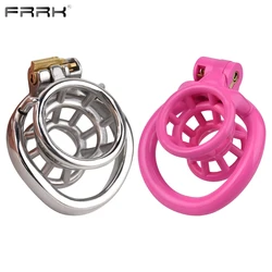 FRRK Hollow Streamline Male Chastity Cage for Men Stainless Steel Chastity Belt Cock Lock Penis Rings Adults Toy Femboy Sex Shop