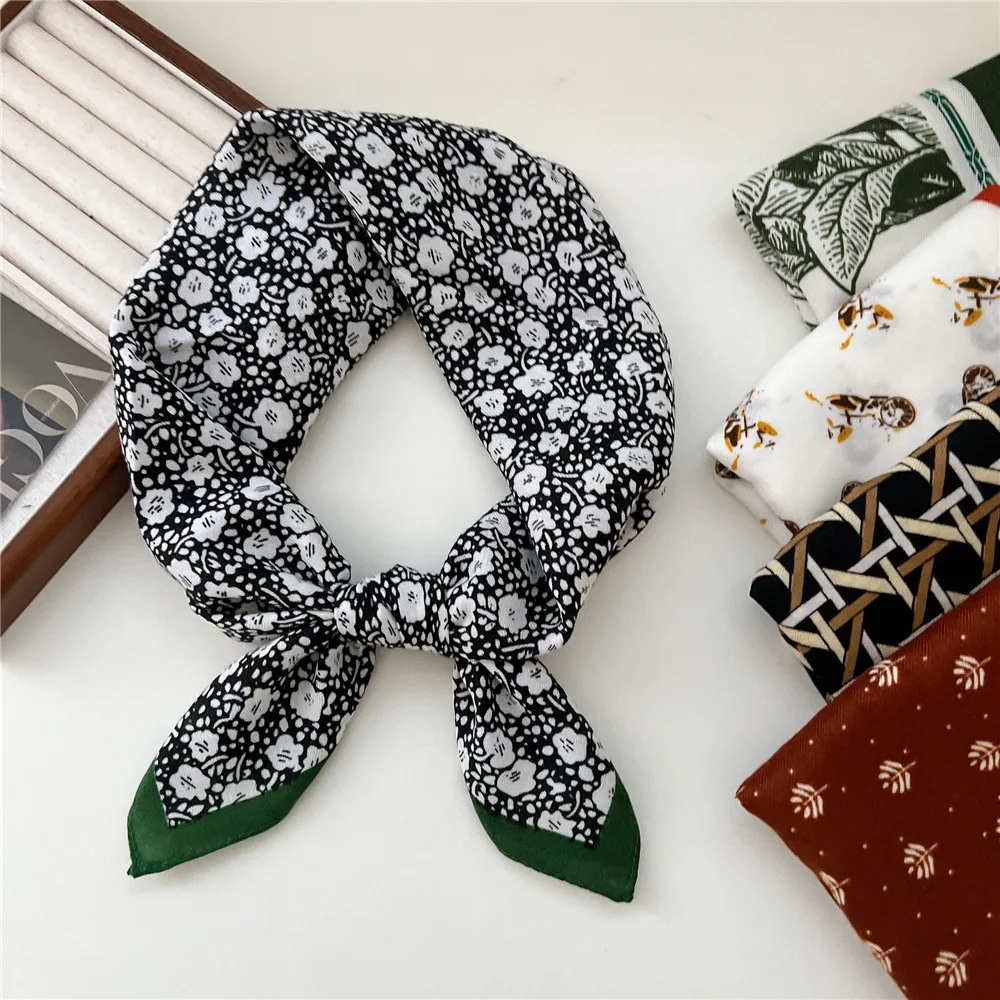 Square Scarf Cotton Linen Paisley Pattern Lightweight Soft Multifunctional Women Office Neckwear   Shawl Spring Autumn Elegant