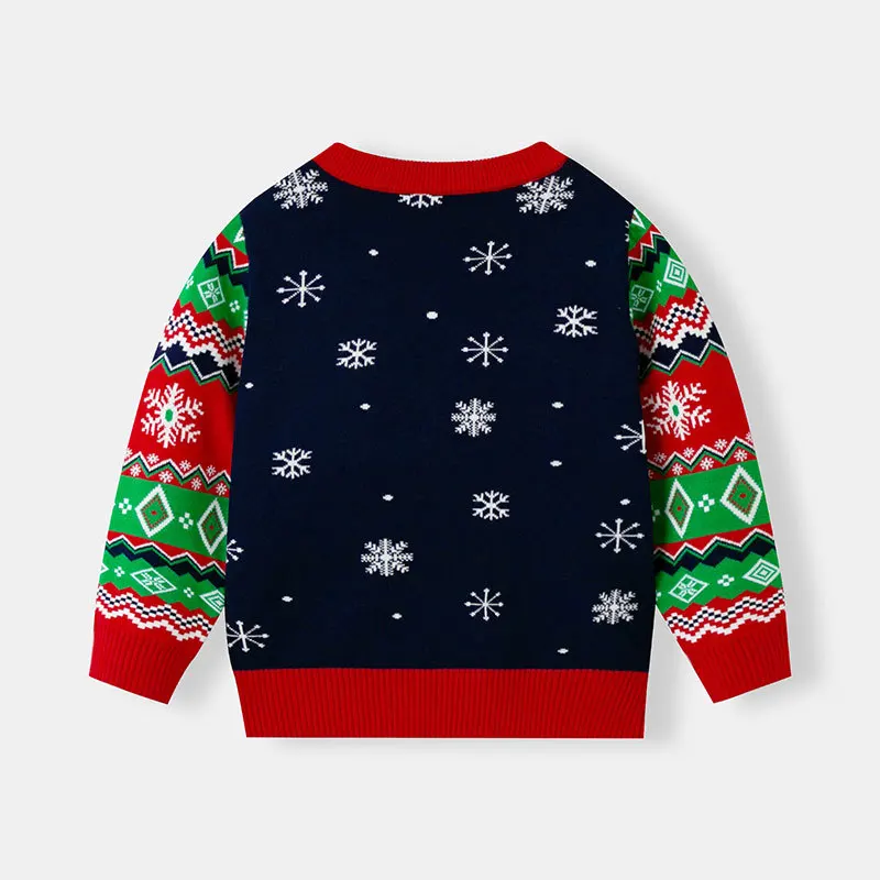 New children's European, American autumn and winter Santa Claus cartoon sweater boys and girls baby bottom pullover