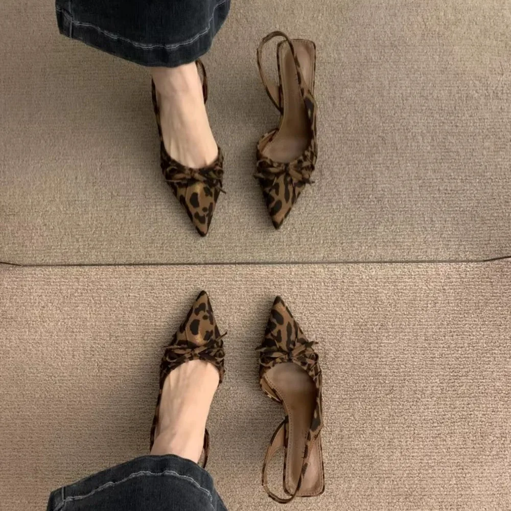 Summer Pointed Toe Women High Heels Fashion Butterfly-Knot Female Pumps New 2026 Footwear Slingbacks Ladies Mid Heels Sandals view 3
