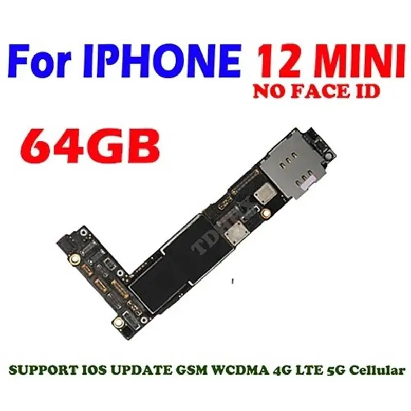 Top For IPHONE 12 mini Motherboard MainBoard With/No Face ID Fingerprint Support Gsm Wcama 4G Lte Network ok Plate