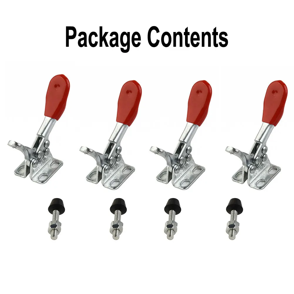 4pcs GH201A Horizontal Hold Toggle Clamp Quick-Release Toggle Clamps Set 27KG Clamp Hand Clip Tool For Woodworking