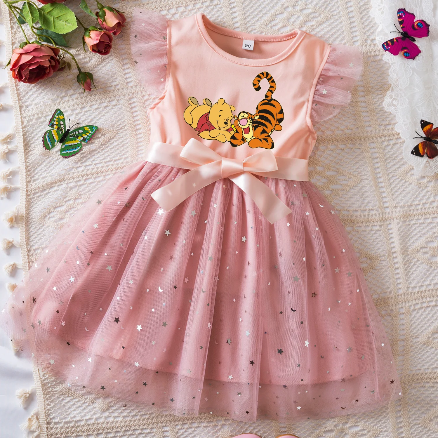 

The Tigger Movie Summer Toddler Girl Dress Princess Star Baby Girls Clothes Tulle Tutu Dress for Children Party Dress 2-6Y