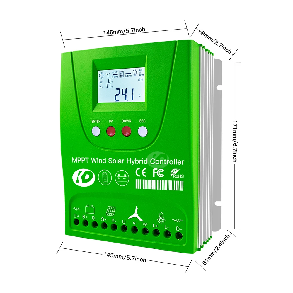 12V 24V 48V 2400W MPPT Hybird Regulator ładowania słonecznego Bluetooth Regulator Generator wiatrowy do Lifepo4 litowo-ołowiowego kwasu