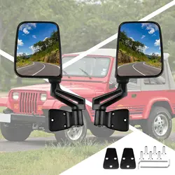 Passenger+Driver Side View Mirror Black Pair Side Mirror Replacement fit for 1987-2002 for Jeep Wrangler TJ with Manual Folding