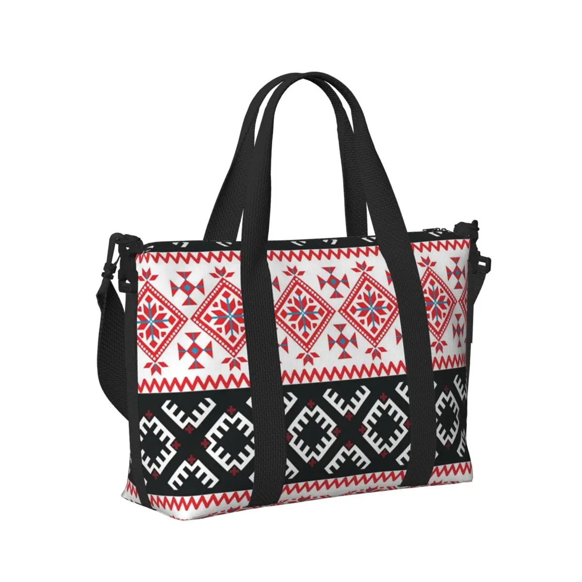 

Ukraine Style Vyshyvanka Embroidery Bohemian Geometric Beach Travel Bag Tote Bag for Gym Yoga Women Shopping Duffle Shoulder Bag