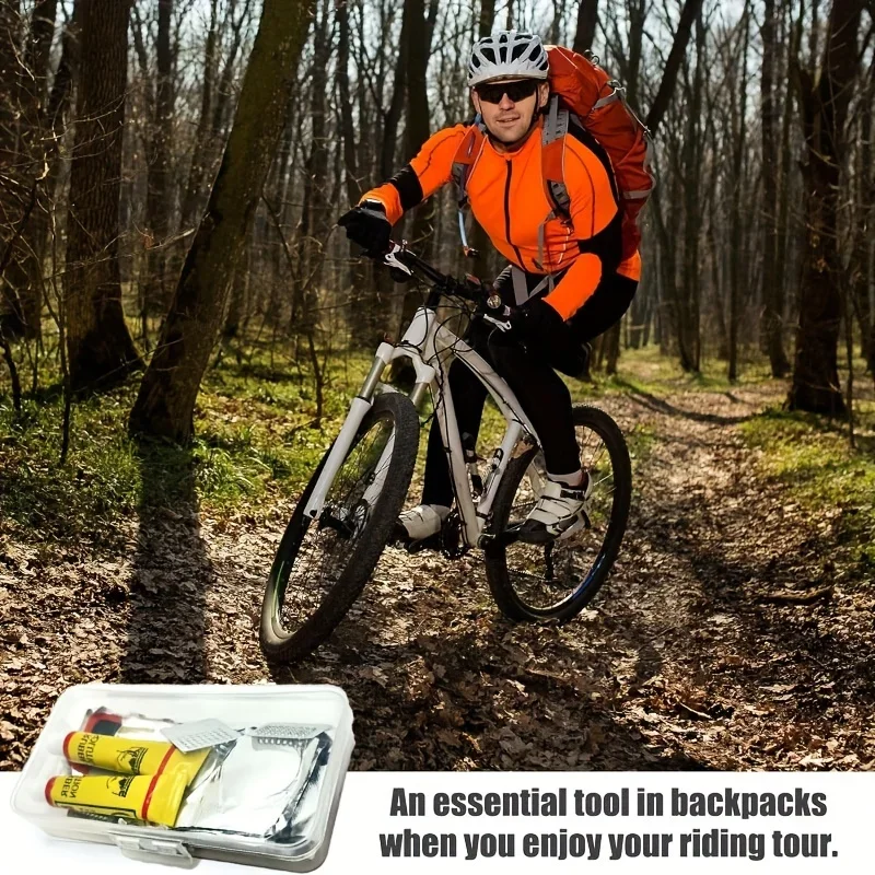 32pcs Bike Tire Repair Kit - Bicycle Inner Tube Puncture Patch Set with Vulcanizing Patches for Road/Mountain Cycling