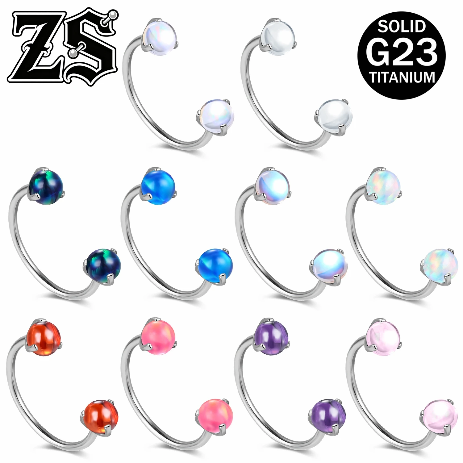 

ZS 20G ASTM F136 Titanium 1 PC Nose Rings Women Shiny CZ Crystal Septum Ring Colorful Horseshoe Nostril Piercings Jewelry 8/10MM