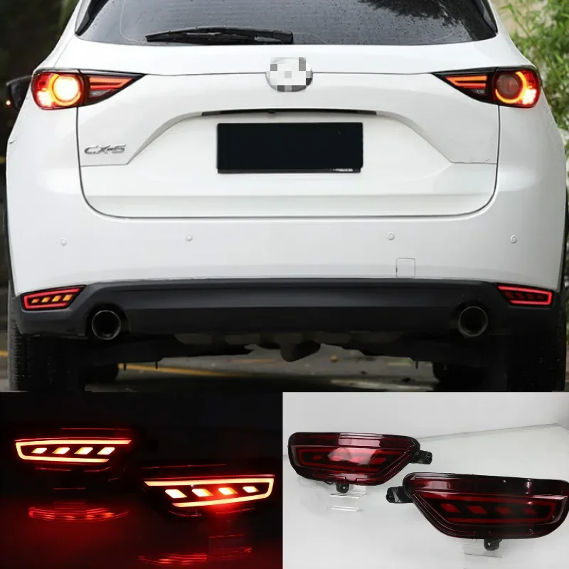 2PCS LED Rear Fog Lamp For Mazda CX-5 CX5 2017 2018 2019 Car LED Bumper Light Brake Light Turn Signal Indicator Reflector