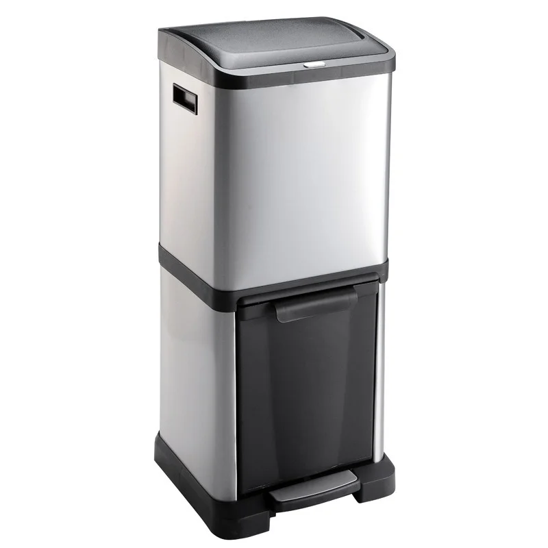 

Upper and lower double-layer trash cans, stainless steel, wet and dry separation