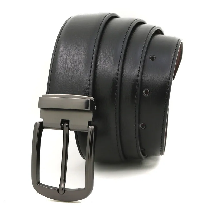حزام جلد طبيعي للرجال بإبزيم تلقائي وحزام خصر كاجوال وحزام من جلد البقر قابل للتعديل لبنطلون الجينز (110-130 سم)