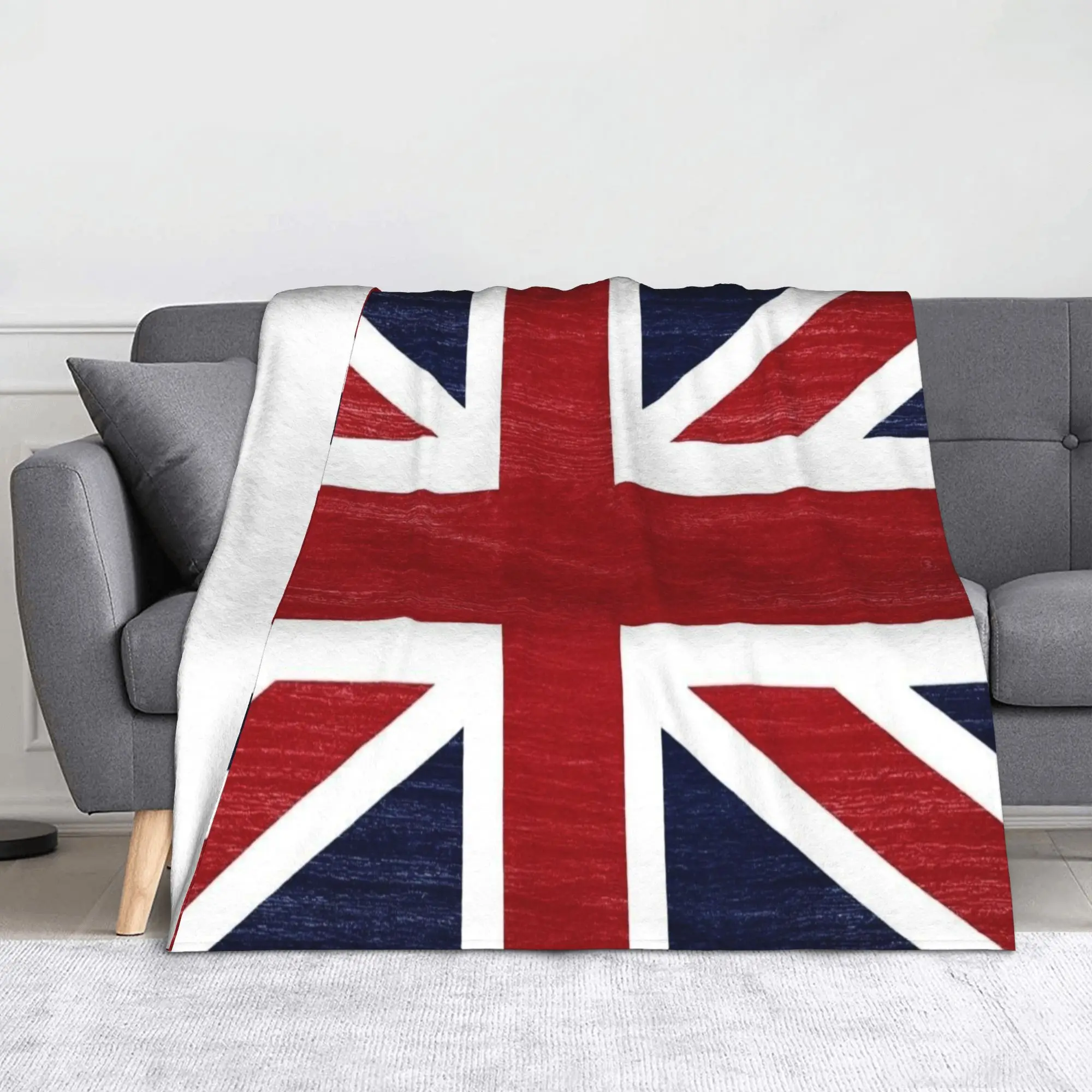 British Flag United Kingdom British Pride Throw Blanket Premium Fleece Flannel Bed Blanket Fuzzy Plush Bedspread