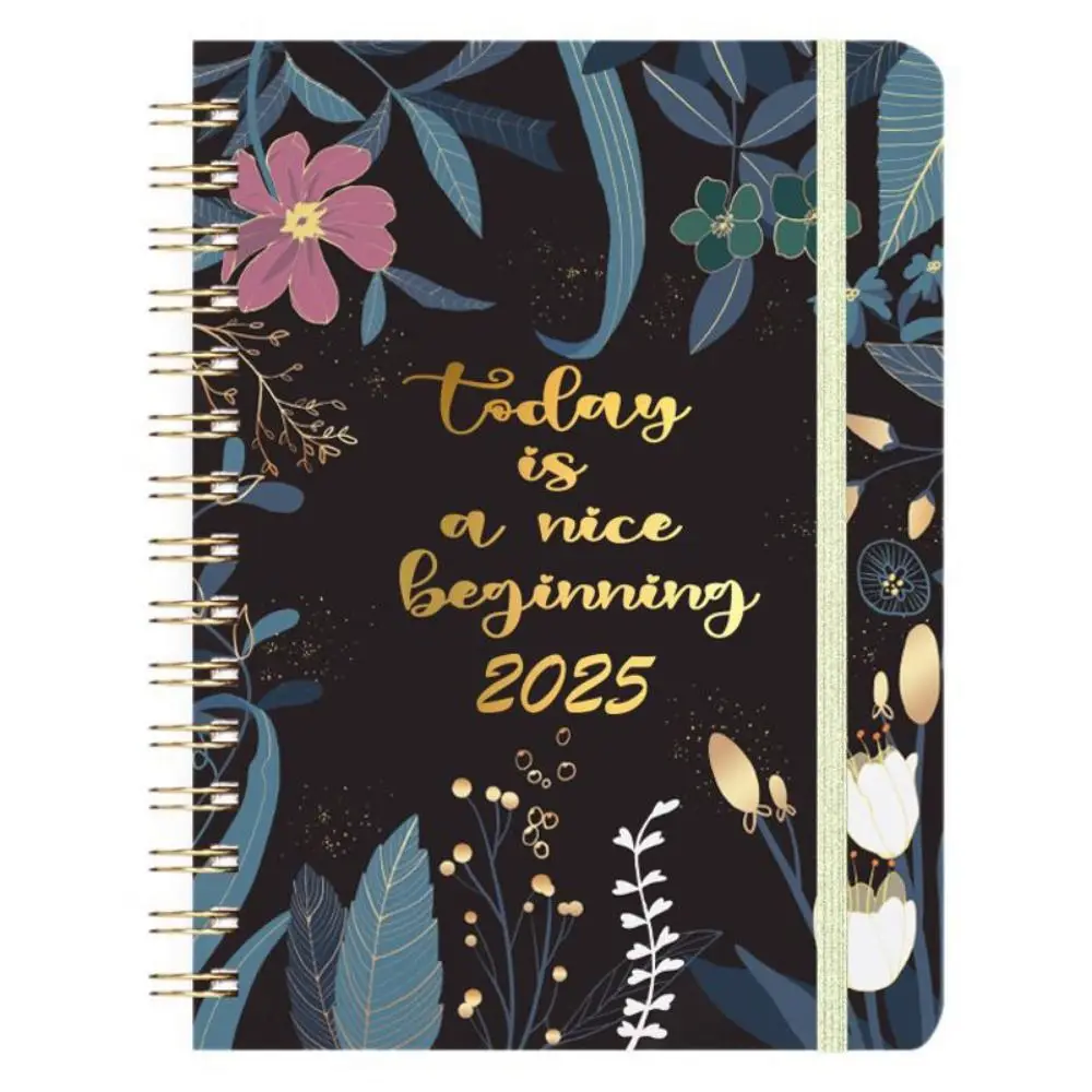 Business Memos A5 2025 Planner Notebooks 140 Pages Floral 12 Months Planner Notebook Thicken Paper 365 Days Notepad Stationery
