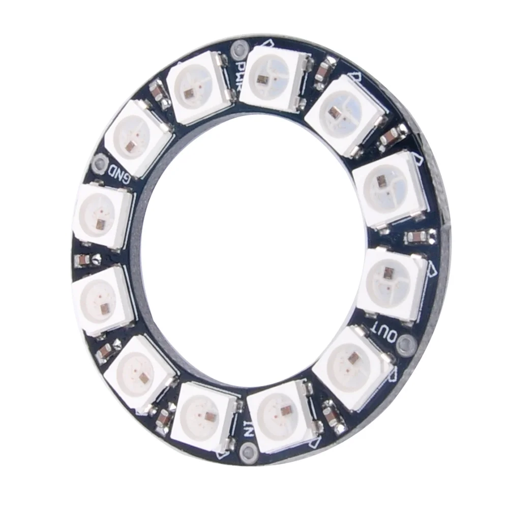 WS2812B 12 LEDs 5050 RGB LED Ring Programmable Full Color Pixel Light Circular Lamp Module for Arduino Raspberry Pi DIY Projects