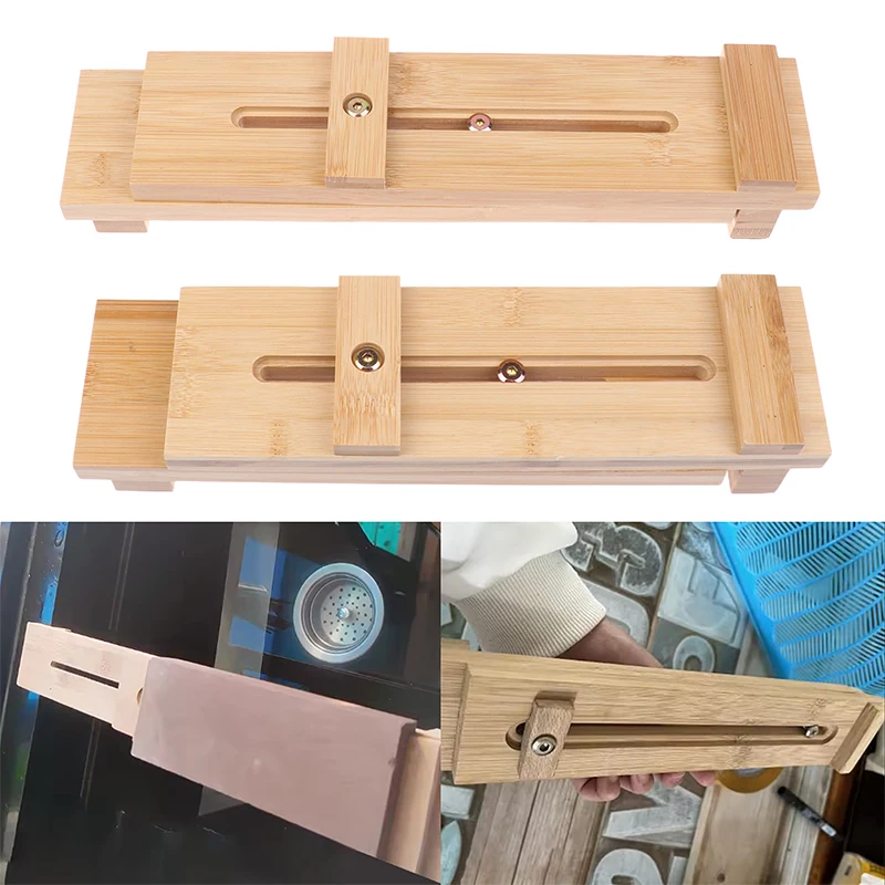 Supporto per pietra per affilare telescopico regolabile, supporto per fissaggio in legno per pietra per affilare scorrevole, accessorio con base in bambù