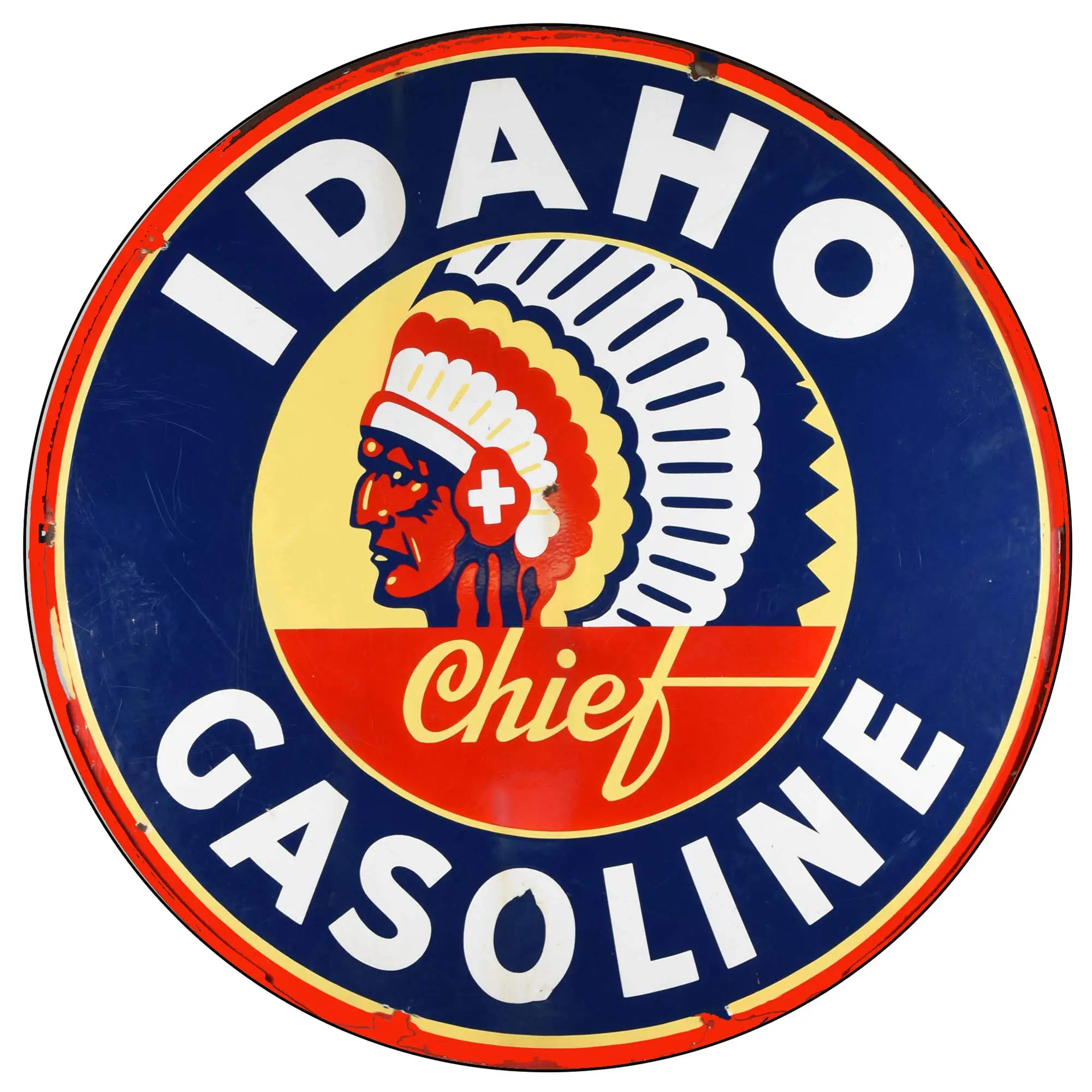 Vintage Gas Sign Reproduction Vintage Metal Signs Round Metal Tin Sign For Garage And Home 8 Inch Diameter – Idaho Chief Gasolin