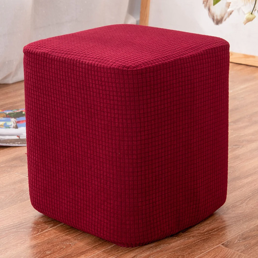 Waffle Plaid Pattern Elastic Stool  Cover Water-repellent Square Column Stool Seat Cover