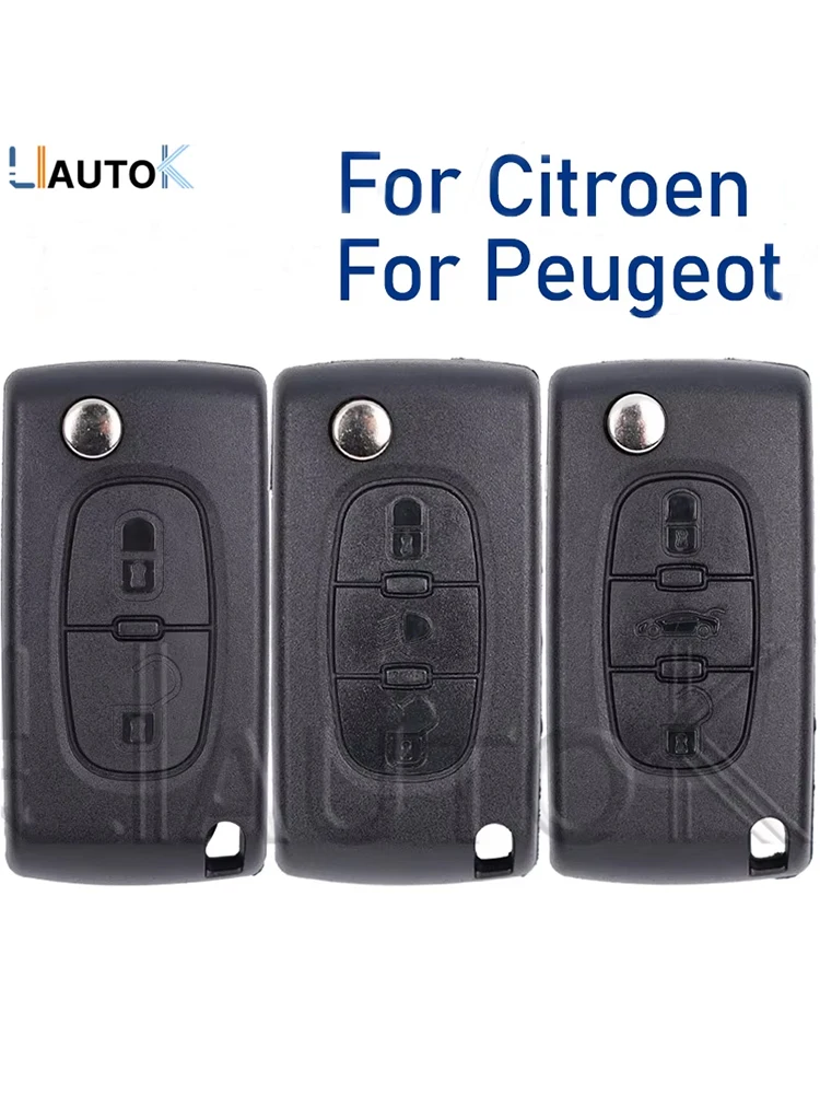 Étui pour clé télécommande intelligente, pour Peugeot 207 307 308 407 607 807, citroën C2 C3 C4 C5 C6 2/3 boutons, coque de clé de voiture pliante à rabat automatique