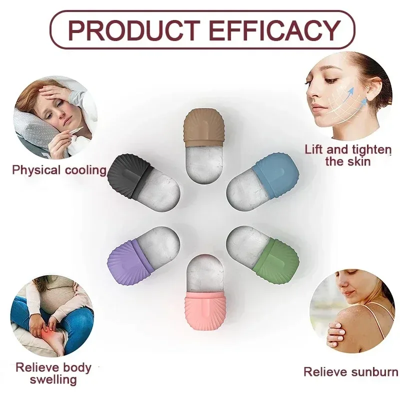 ลูกกลิ้งน้ำแข็งซิลิโคนสำหรับใบหน้า ถาดน้ำแข็งสำหรับนวดหน้า ลดบวมในฤดูร้อน แม่พิมพ์ประคบเย็น อุปกรณ์ดูแลผิวสวย