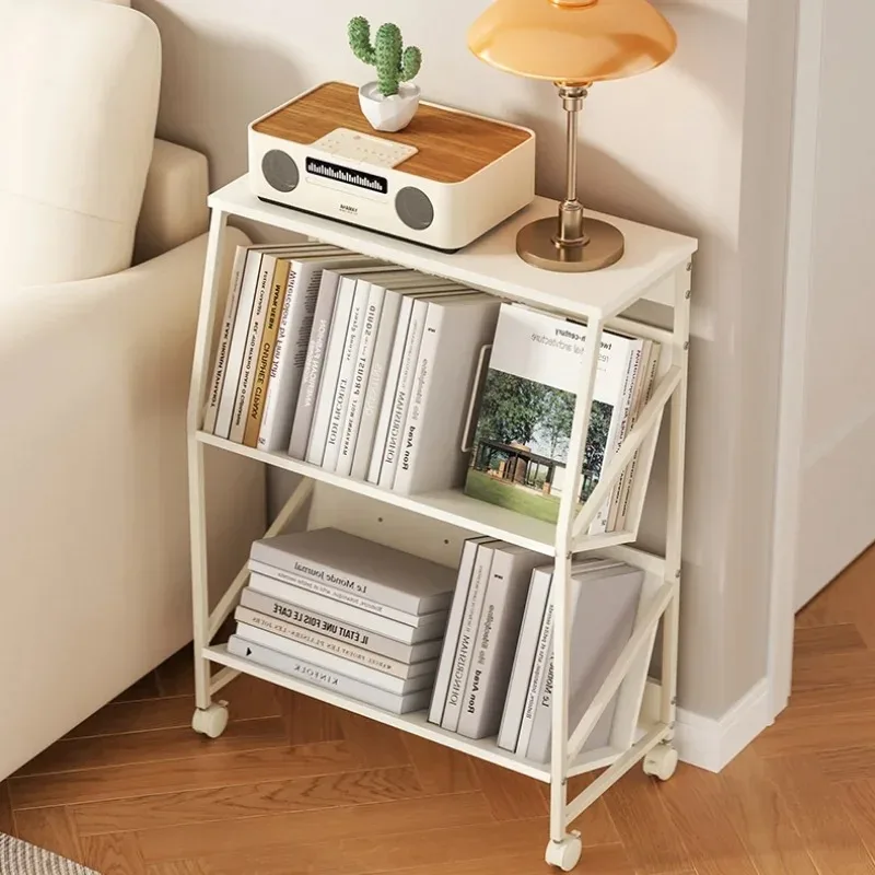 

3-Tier Rolling Side Table End Table with Storage Shelves Nightstand for Bedroom Versatile Mobile Organizer