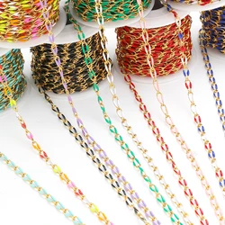 1 Meter Stainless Steel Blue Black Enamel Twisted Chains for DIY Jewelry Making Women Necklace Bracelets Supplies Nickel Free