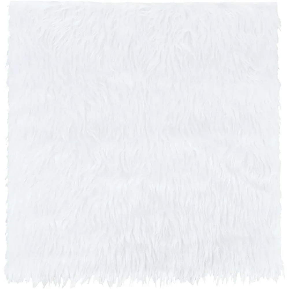 White Faux Fur Fabric 15.7x15.7 Inch Soft Plush Shaggy Squares Pre-Cut Craft Fur Fabric for Costumes Rugs Pillows Sewing