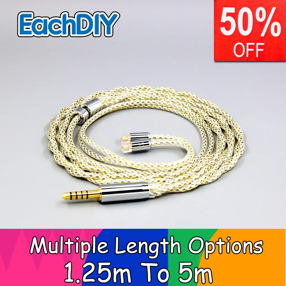 TypeS 23AWG Litz Shielding Silver OCC Earphone Cable For QDC Gemini Gemini-S Anole V3-C V3-S V6-C UE11 UE18 pro 0.78mm LN008942