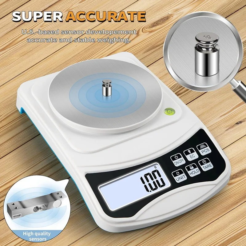 Digital Lab Scale, Gram-Scale 1000G 0.01Gaccuracy, Multi-Function High Precision Electronic Scale With 100G Weight Easy Install