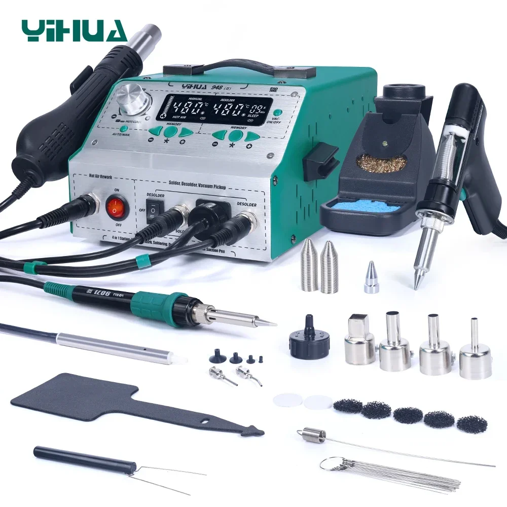 

YIHUA 948-II 4 IN 1 Intelligent Soldering Station Suction Tin Gun Desoldering Station Hot Air Gun Soldering Iron Suction Pen