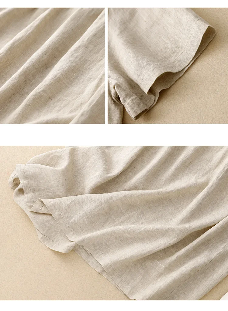 여성 코튼 린넨 미디 드레스 여름 세련된 여성 Vestidos 느슨한 솔리드 a 라인 Boho 드레스 짧은 푹신한 슬리브 캐주얼 Sundress New