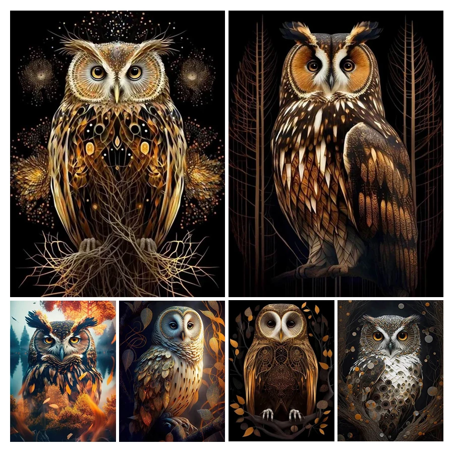 Diy Full Mosaic Art Diamond Painting New Collection Animal Owl Rhinestone Embroidery Picture Jewelry Cross Stitch Kit Wall Decor