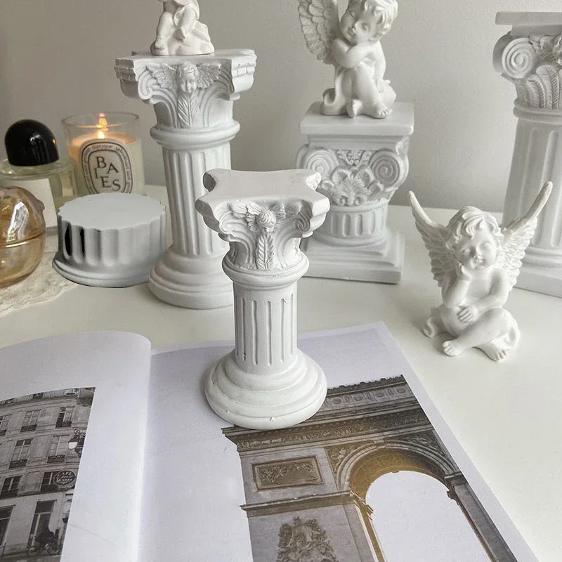 Doric Roman Pillar Nordic Gypsum Decoration Home Mini Gypsum Pillar Candlestick INS Sense of Atmosphere Photography PaintingProp