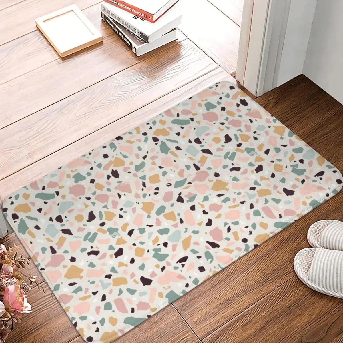 

Pink Pastel Terrazzo Doormat Rug Carpet Mat Footpad Polyester Non-slip Sand Scraping Entrance Kitchen Bedroom Balcony Toilet