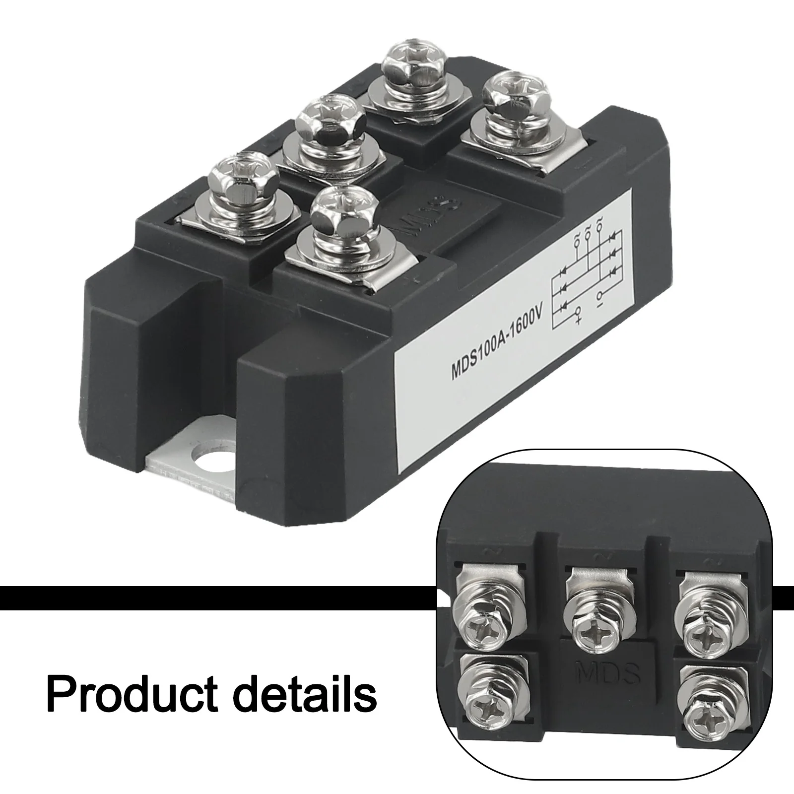 1pc MDS-100A 1600V 5 Terminals 3-phase Full-way Diode Module Bridge Rectifier For AC/DC Standard Size For PWM Inverter Tools