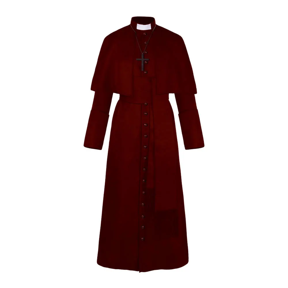 Fotografia 7: Fantasia de Padre Masculina para Halloween, Cosplay Medieval, Hábito Católico, Roupa de Cosplay Adulto para Festa Temática