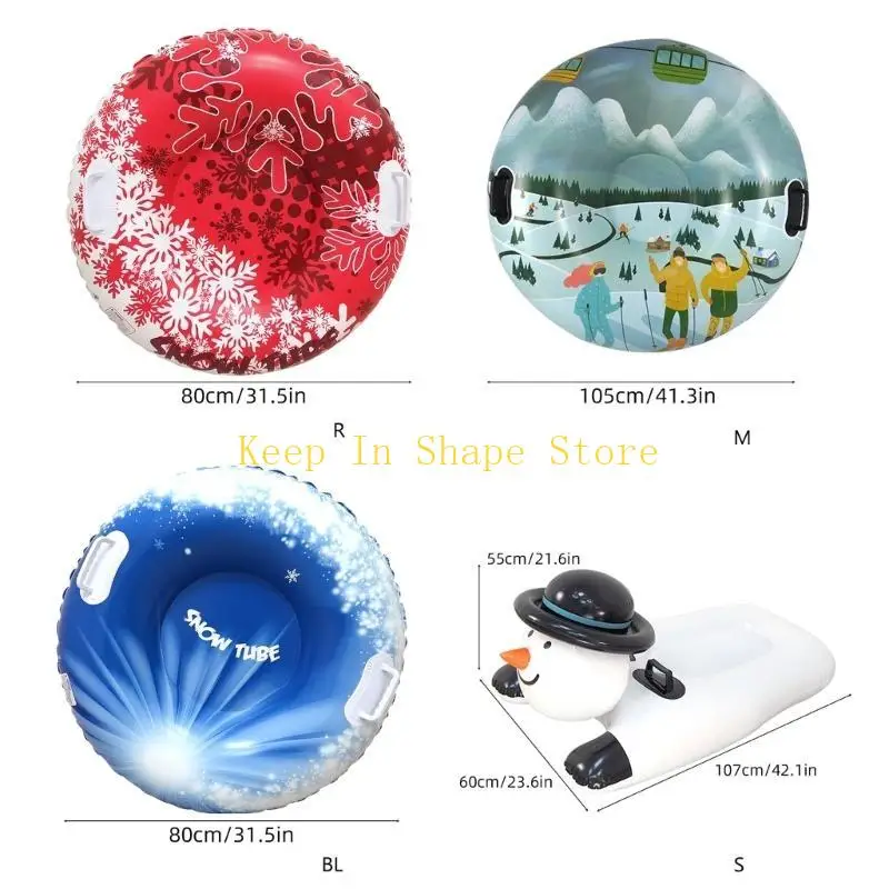 U1JC Thickened Snow Sled Inflatable Snow Tube Sled with Handles Winter Snow Sledding Toy for Boys Girls Family Activity