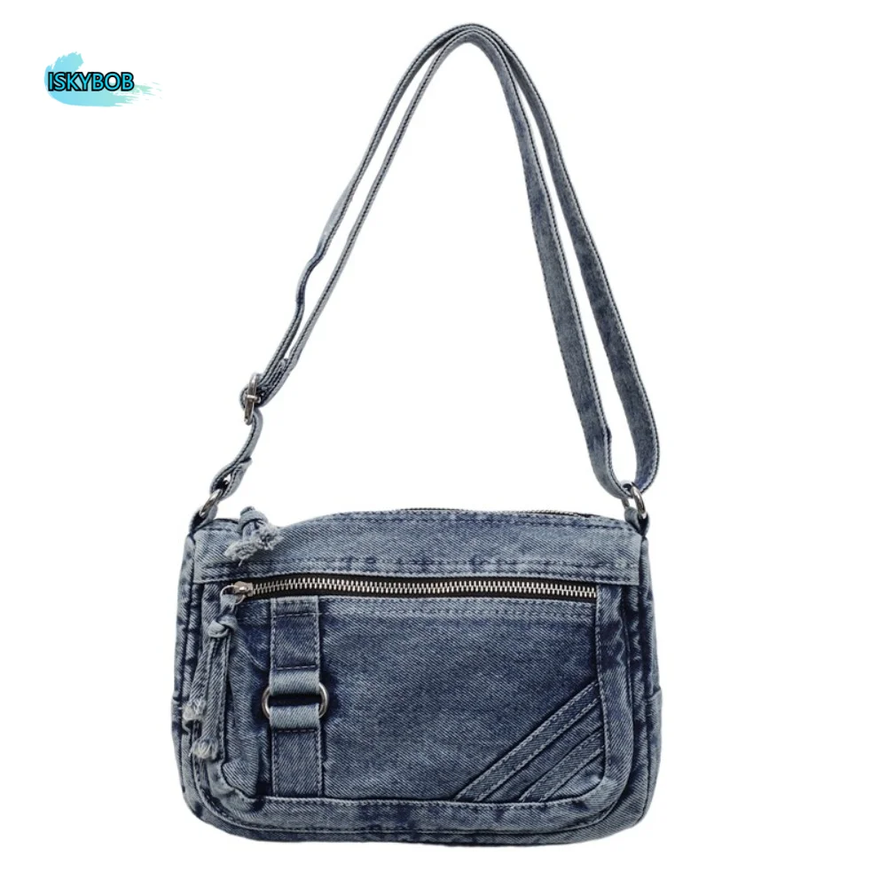 

Retro Y2K Denim Canvas Bag Street Style Large Capacity Vintage Handbag Shopping Bag Solid Color Solid Crossbody Bag Outdoor