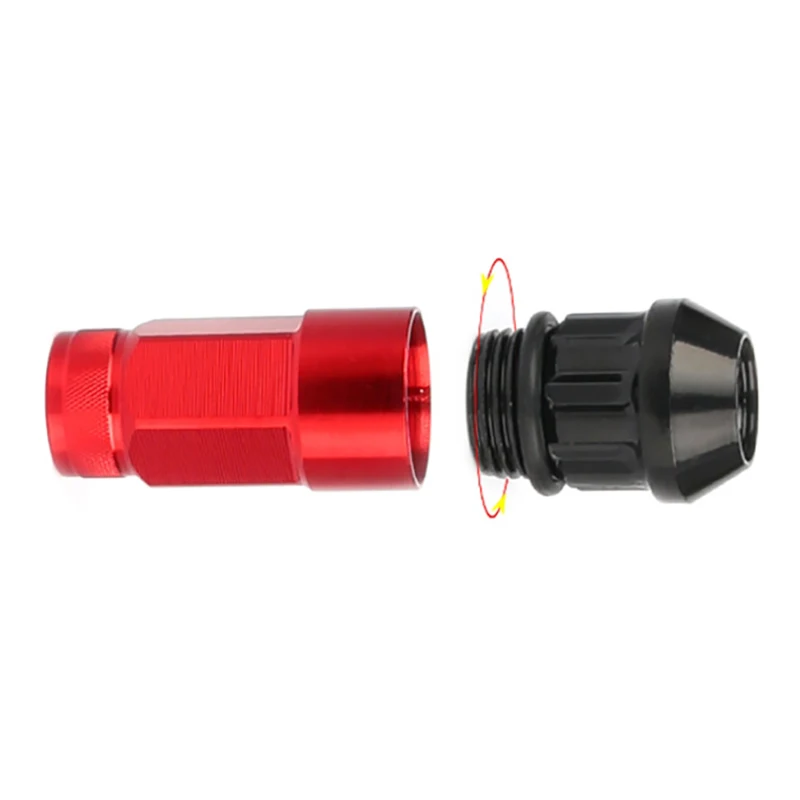 M12x1.5 Extended Tuner Wheel Lug Nut w/53mm Red Aluminum Cap Cover New Product New product 20Pcs per Set Car Accessories