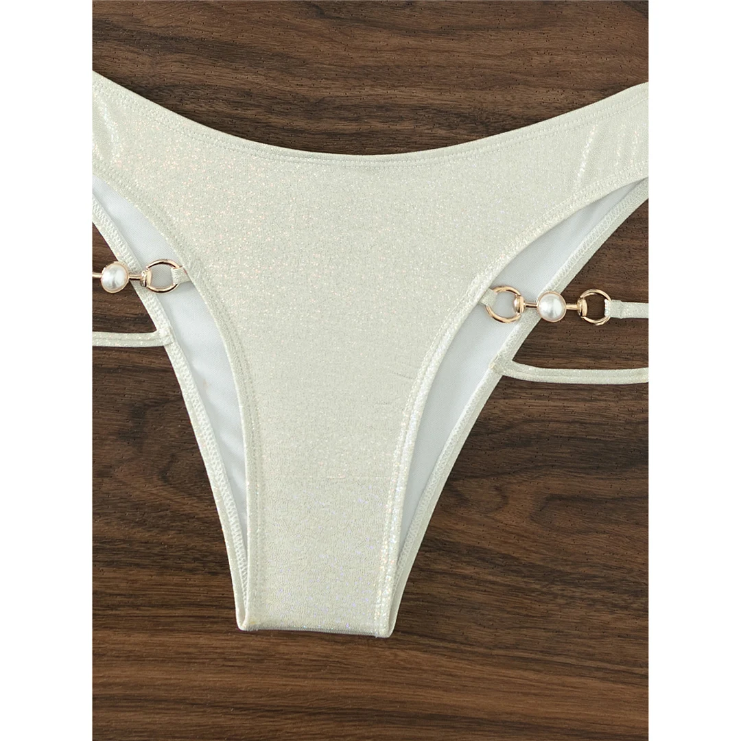 Sexy Neckholder-Bikini mit Perlen und Glitzer, glitzernder zweiteiliger Badeanzug für Damen, Badebekleidung, Badeanzug, Schwimmbikini V4577 – Detail 15