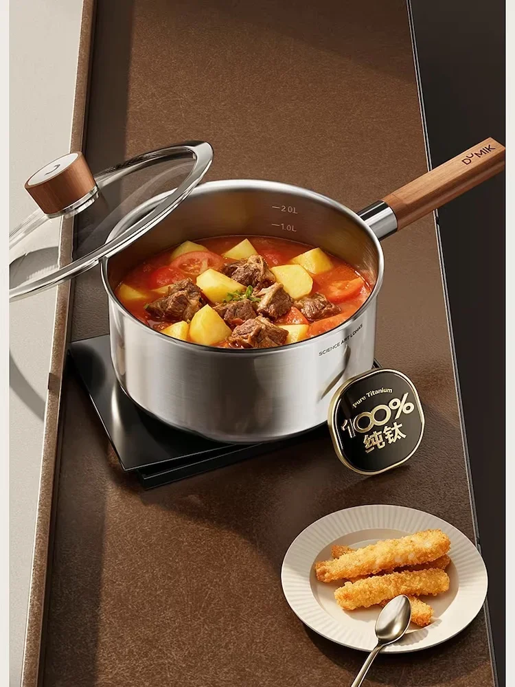 Pure titanium milk pot Baby complementary food non stick instant pot Kitchen small soup pots and pans non stick pots for cooking