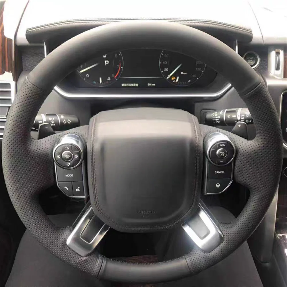 Microfiber Leather Car Steering Wheel Cover Wrap Interior For Land Rover Discovery 4 Freelander 2 Range Rover Sport 2017-2021