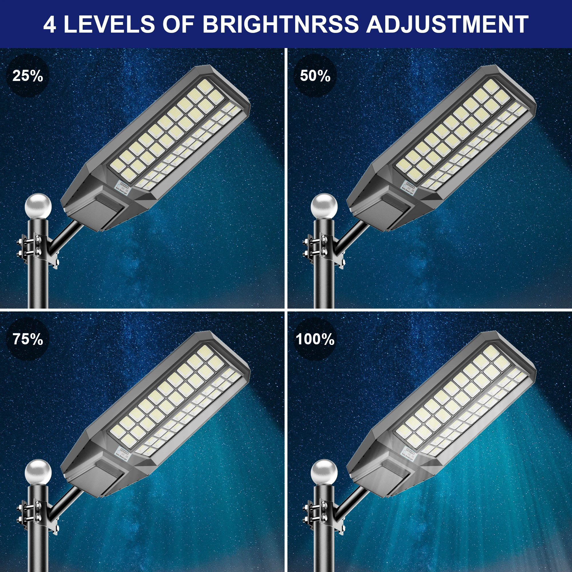 8000W Outdoor Solar Street Light High Brightness with Motion Sensor and Remote Control Waterproof Rating IP65