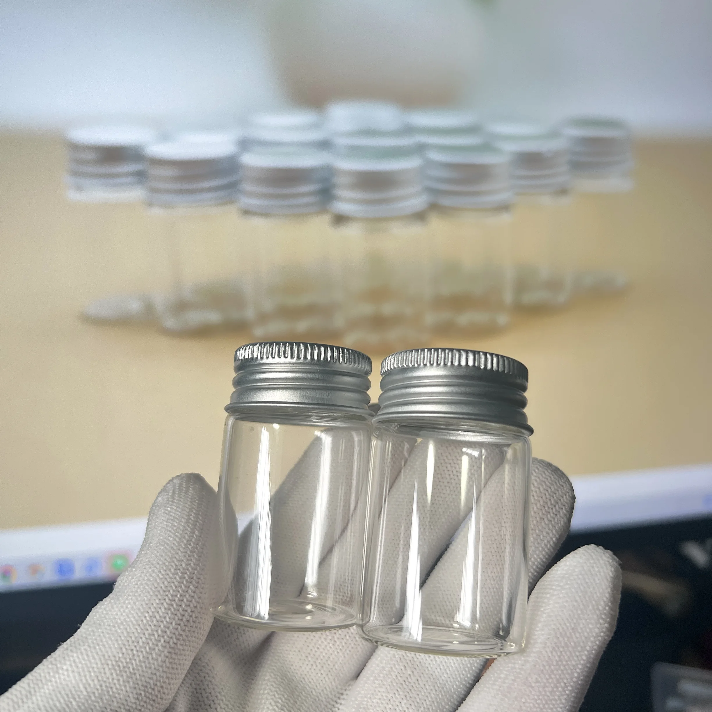 15/36/48pcs 20ml Christmas Mini Glass Bottles Aluminum Caps 20x30x50mm Tiny Wishing Glass Jars Vials Containers