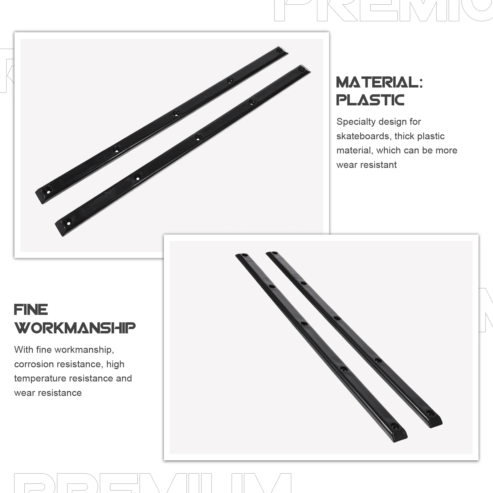 

2pcs Skateboard Anti-Collision Rib Bone Rail Replacement Plastic Wear-Resistant Longboard Parts Sturdy Corrosion Heat for All
