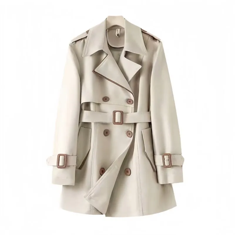 

Elegant Office Lady Trench Coat Women Spring Autumn Polyester Long Jacket Professional Business Work Wear Female Outerwear