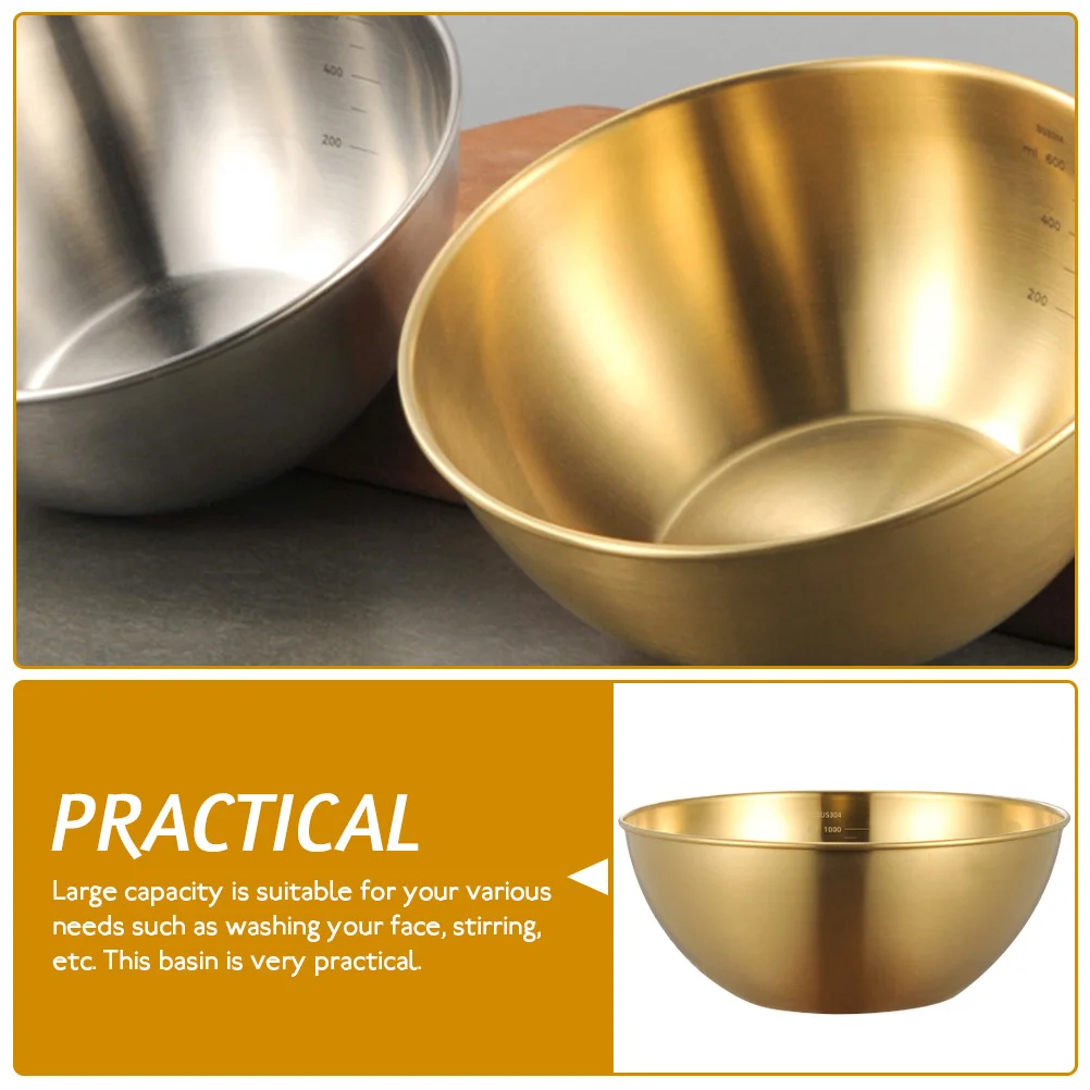 Lavabo de acero inoxidable, accesorio de cocina grueso, tazón mezclado grande multiusos para ensalada, fideos, sopa, huevo, arroz, tazón mezclador