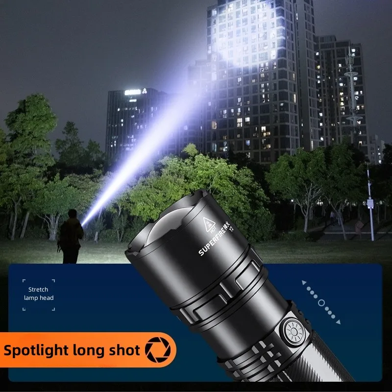 SUPERFIRE Y2 High Power Flashlight Super Bright with Tail Light 1000m Zoomable Torch USB C Rechargeable 6000mAh Battery Lantern