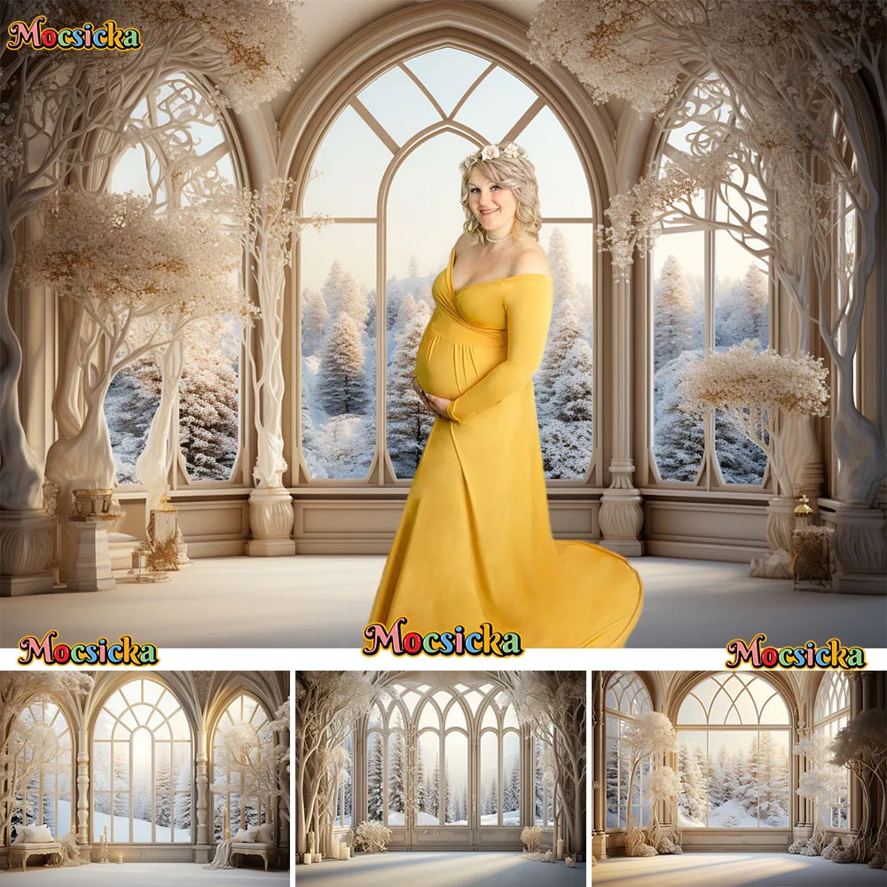 

Photography Backdrop for Studio Prop Golden Palace Christmas Tree Decor Wedding Background Winter Family Portrait Photo Studio