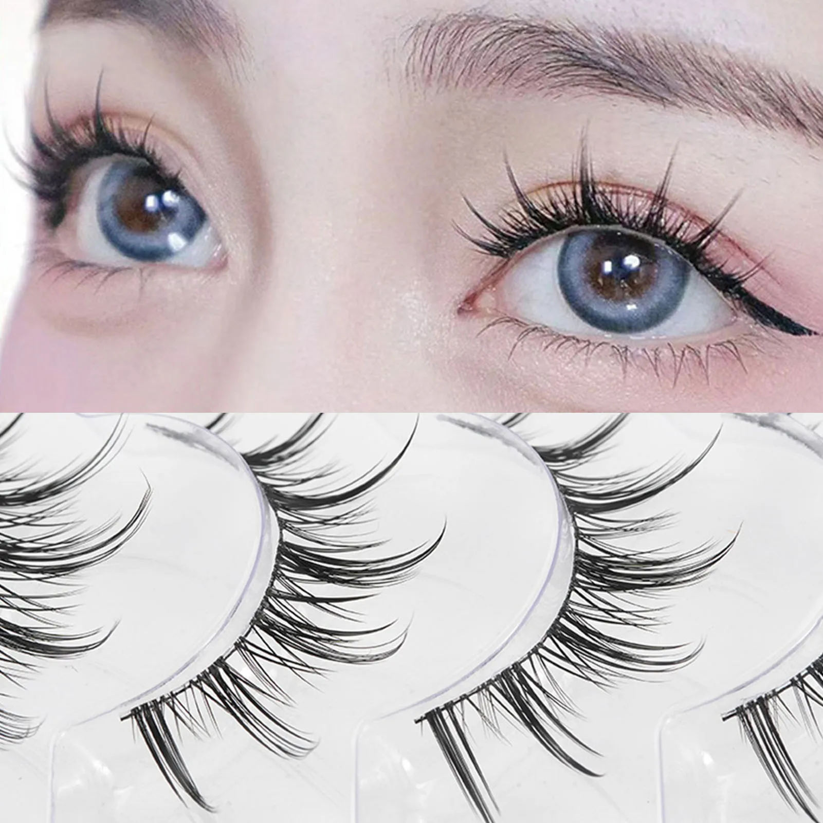 8 Pairs Camellia False Eyelashes full strips C Curl 9-13mm Mixed Length Thai Style Pure Desire Demonic Comic Hybrid Lashes