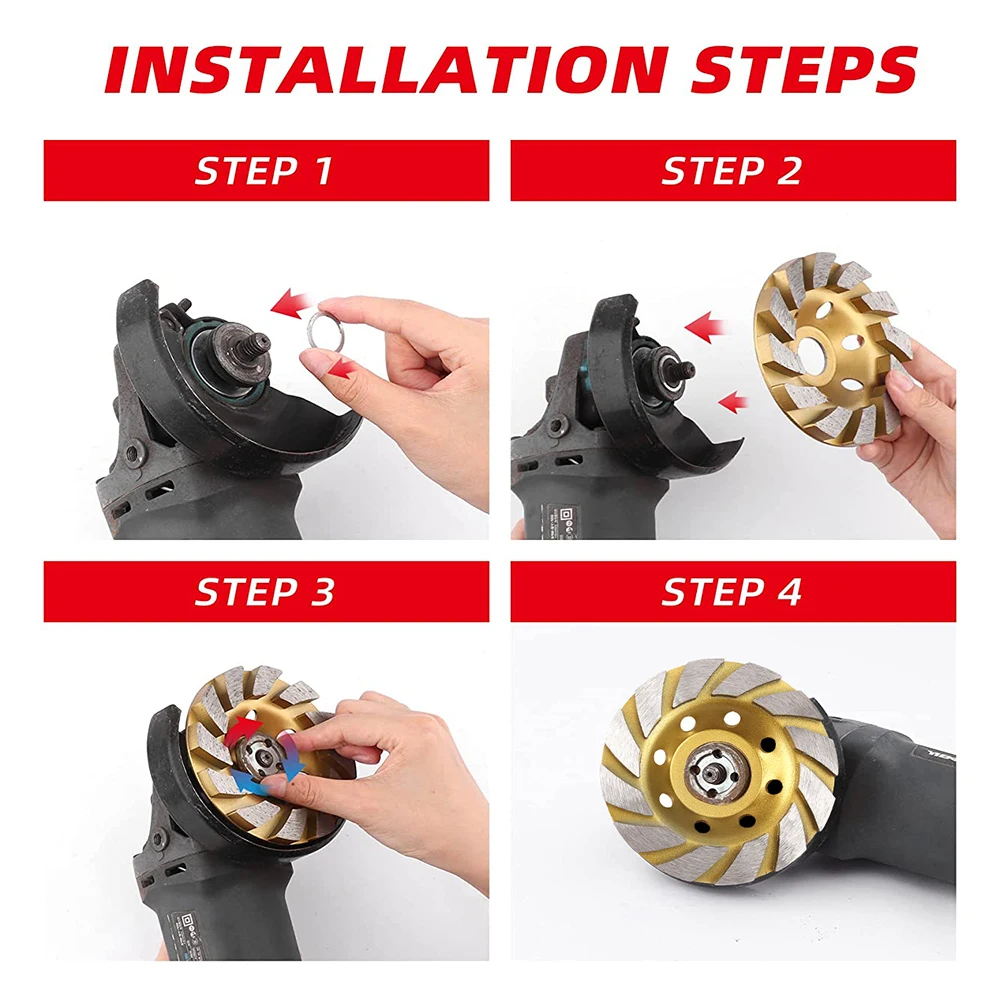 1pc100/125/150/180mm Concrete Stone Ceramic Turbo Diamond Grinding Cup Wheel Disc Stone Ceramic Marble Cutting For Angle Grinder